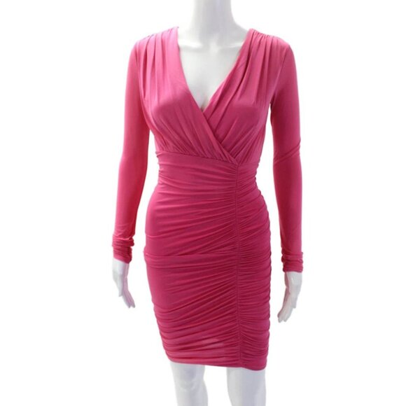 BCBGMAXAZRIA Dalton Cocktail Dress Women’s Size S Pink Bodycon Draped Open Back - Picture 7 of 9